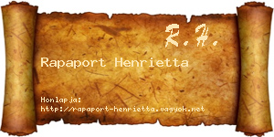 Rapaport Henrietta névjegykártya